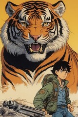 1990s Anime Style Tiger - Retro Digital Artwork