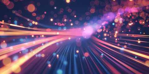 Glowing streaks of colorful light rays