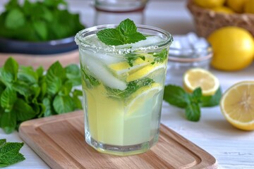 Minty lemonade crafted at home