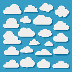 Cloud drawing doodles set cloud icons collection