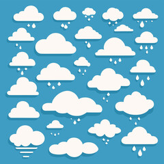 Cloud drawing doodles set cloud icons collection