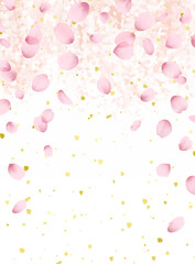 桜の花びら、花吹雪の背景イラスト