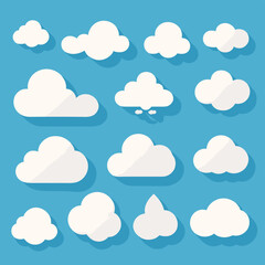 Obraz premium Cloud drawing doodles set cloud icons collection