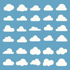 Cloud drawing doodles set cloud icons collection