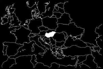 Hungary map europe black background