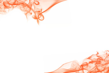 Dynamic orange smoke wavy, twisted curved lines. Abstract border design, isolated on transparent background. Transparent illustration.