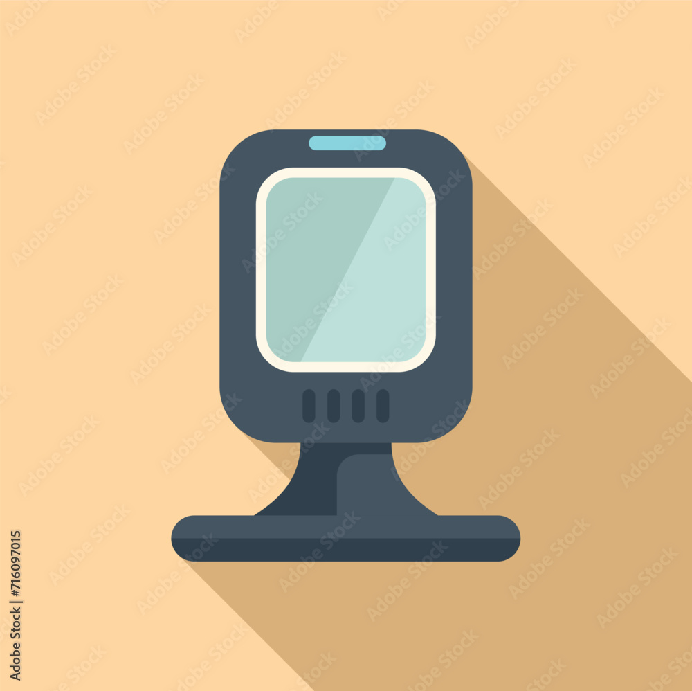 Poster scan device icon flat vector. quick space coding. app cell pay