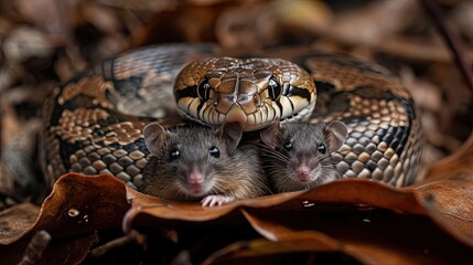 Fototapeta premium Friendship Snake and Mouse