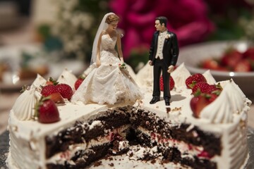 Figurines crumbled at destroyed cake spousal relationship challenges persist