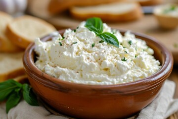 Low calorie cream cheese made at home in a bowl