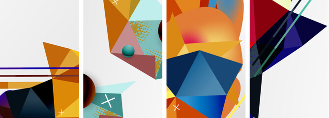 Geometric elements in abstract poster composition set. Vector illustration For Wallpaper, Banner, Background, Card, Book Illustration, landing page