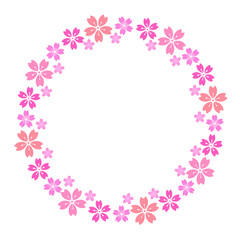 桜の円形フレーム　素材　丸　和風　見出し　飾り枠　飾り罫　リース　おしゃれ　華やか　入学　卒業　ひなまつり　ひな祭り　年賀　正月　白バック　透過
