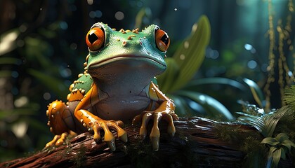 A tree frog in the rainforest