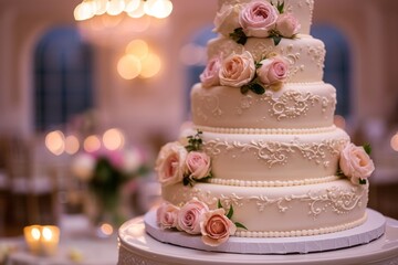 Obraz na płótnie Canvas Stylish cake at wedding reception