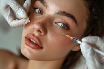 Beauty injection concept. Background with selective focus and copy space