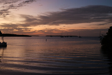 Fototapeta na wymiar Purple Sky Sunset Landscape view at a Bay
