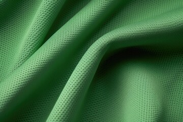 Top view of green football shirt fabric texture background