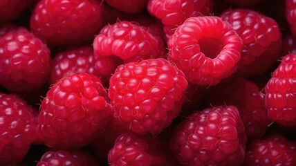 Fresh ripe raspberry background. Top down view