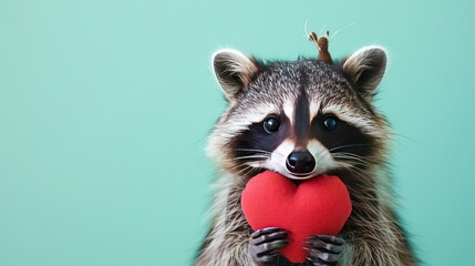 Raccoon with Heart Shape