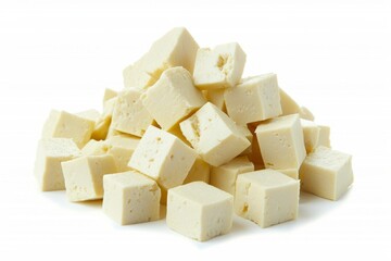 Tofu cheese isolated on white with clipping path and full depth of field