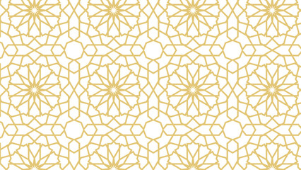 Seamless pattern based on traditional islamic art. Muslim background.Gold color.