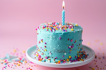 Birthday cupcake on pink background in a composition