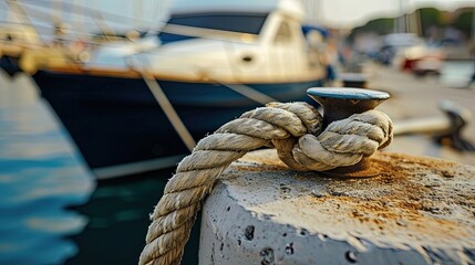 rope on the bollar of harbor