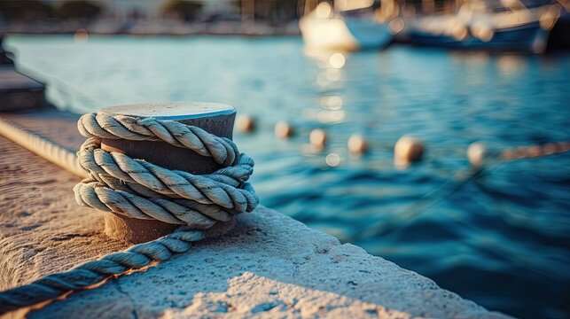 rope on the bollar of harbor
