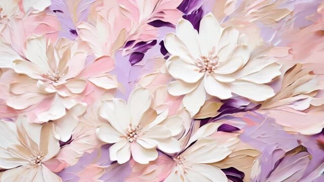 Abstract Creamy Pink light beige violet floral pattern , motion