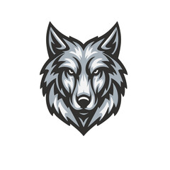 wolf face mascot flat vector logo