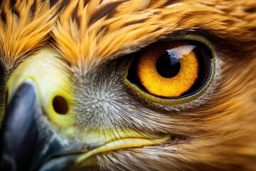 Close up photo of male Northern Harrier s eye