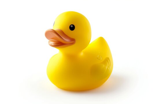 Isolated white background with a yellow rubber duck for a child s bath time