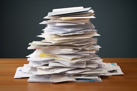 Stack of letters on a blank desk