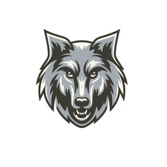 wolf face mascot flat vector logo