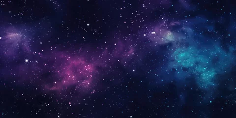 Foto op Plexiglas Space background with realistic nebula and shining stars. blue nebula starry sky technology sci-fi background material, Universe filled with stars © IlluGrapix