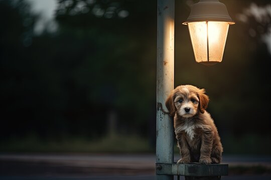 Puppy missing sign on pole