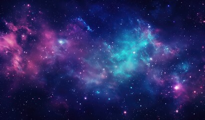 Fototapeta premium Galaxy background with realistic nebula and shining stars. blue nebula starry sky technology sci-fi background