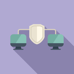 Obraz premium Pc network privacy icon flat vector. Online access. Insurance device