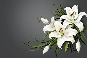 Sympathy card with white lily flowers representing a funeral