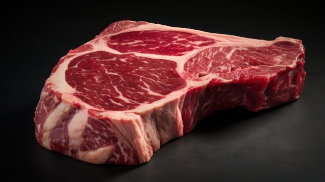 Fresh red marble beef slices raw, High quality angus ribeye close up view. 
