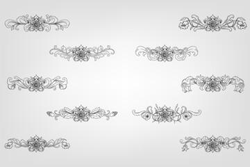 Classical Baroque Filigree Decoration Ornament Vintage Floral Border Style Antique Art Retro