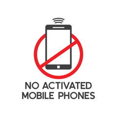 symbol of no activated mobile phones, vector art.