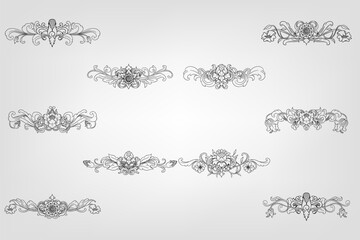 Classical Baroque Filigree Decoration Ornament Vintage Floral Border Style Antique Art Retro
