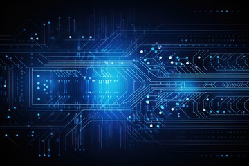 Naklejka premium Digital technology background. Network connection dots and lines. Futuristic background for presentation design. Generative AI