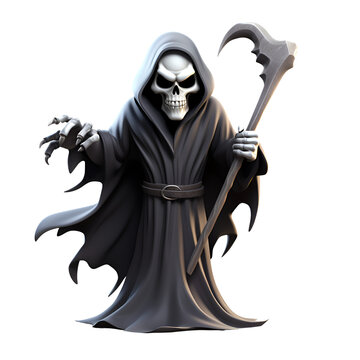 3D Cartoon Style The Death The Rim Reaper No Background Perfect for Print on Demand