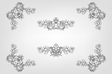 Classical Baroque Filigree Decoration Ornament Vintage Floral Border Style Antique Art Retro