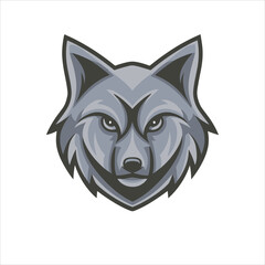 Obraz premium wolf face mascot flat vector logo