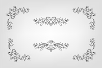 Classical Baroque Filigree Decoration Ornament Vintage Floral Border Style Antique Art Retro
