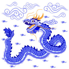 blue dragon, china dragon, vector, decor, illustration, elements,