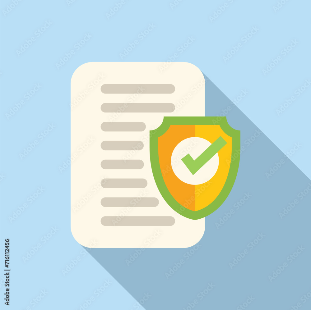 Poster paper document approved icon flat vector. process access. design private